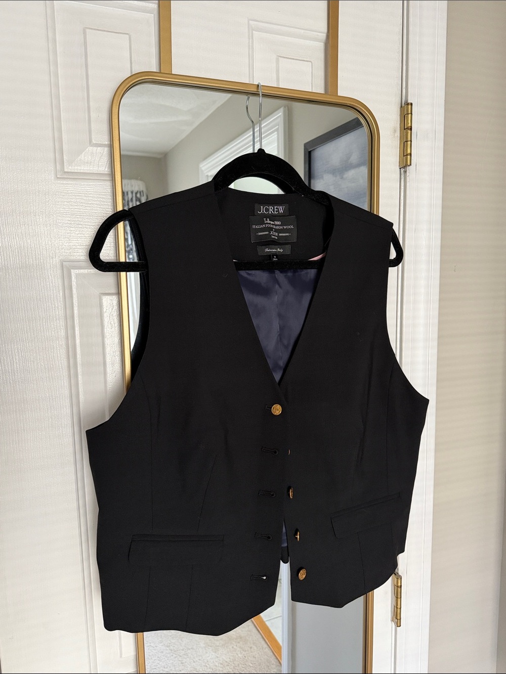 J. Crew Black Wool Blend Button Vest